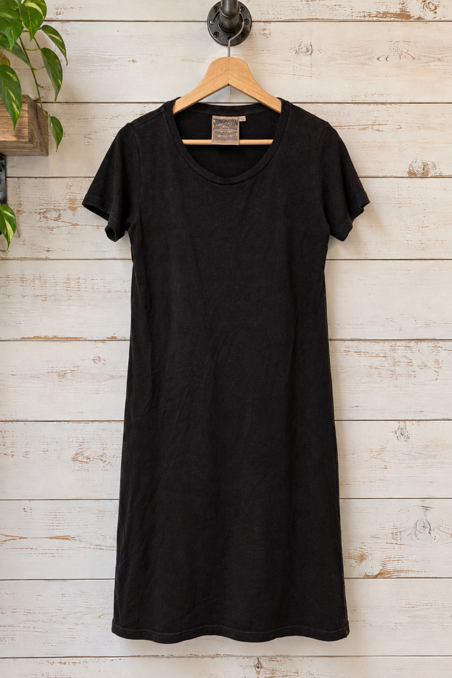 Jungmaven Sydney Dress Small Black Hemp Organic Cotton USA Maxi Tee Dress S